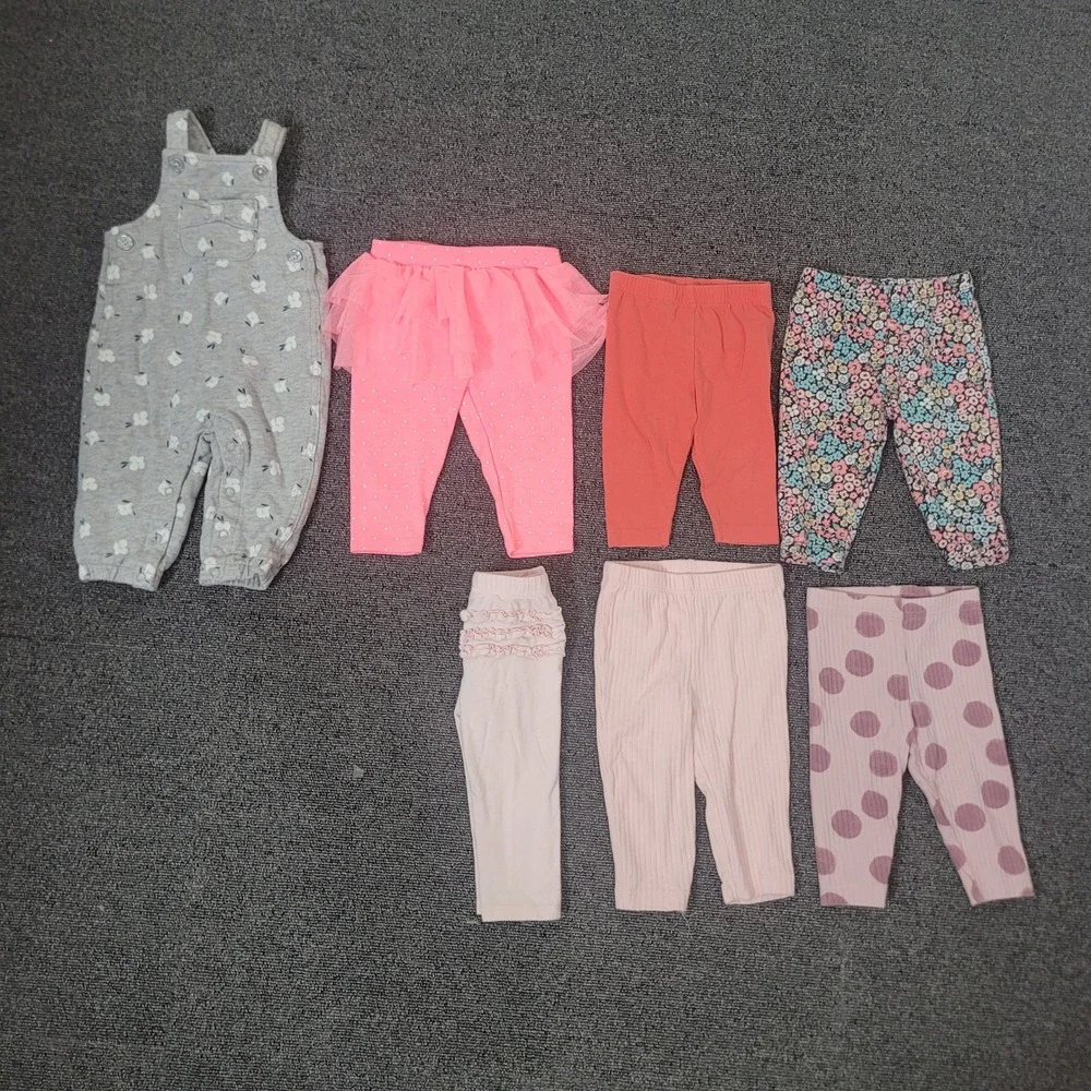 Mixed Brands Lot of 7 Size 6 Months Bottoms Leggings Overalls Baby Girl Tutu